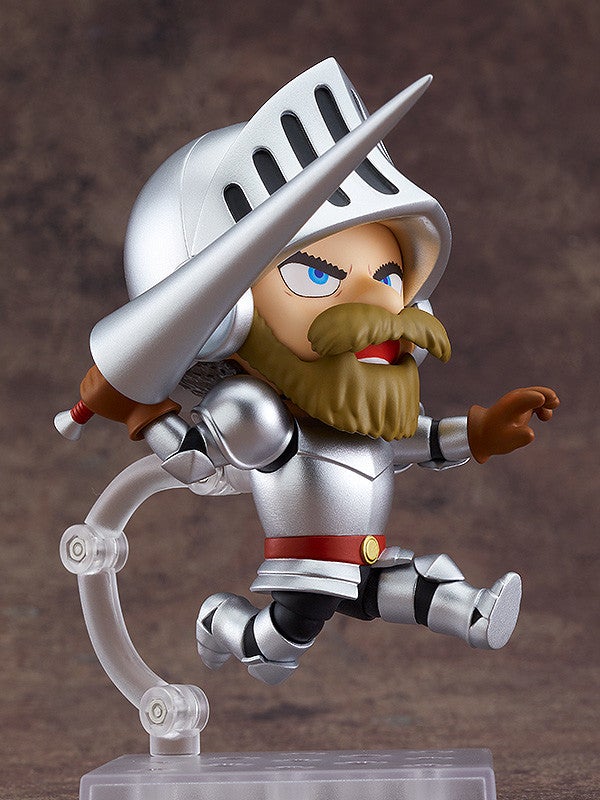 Alternate pose with shield raised and cape blowing back
