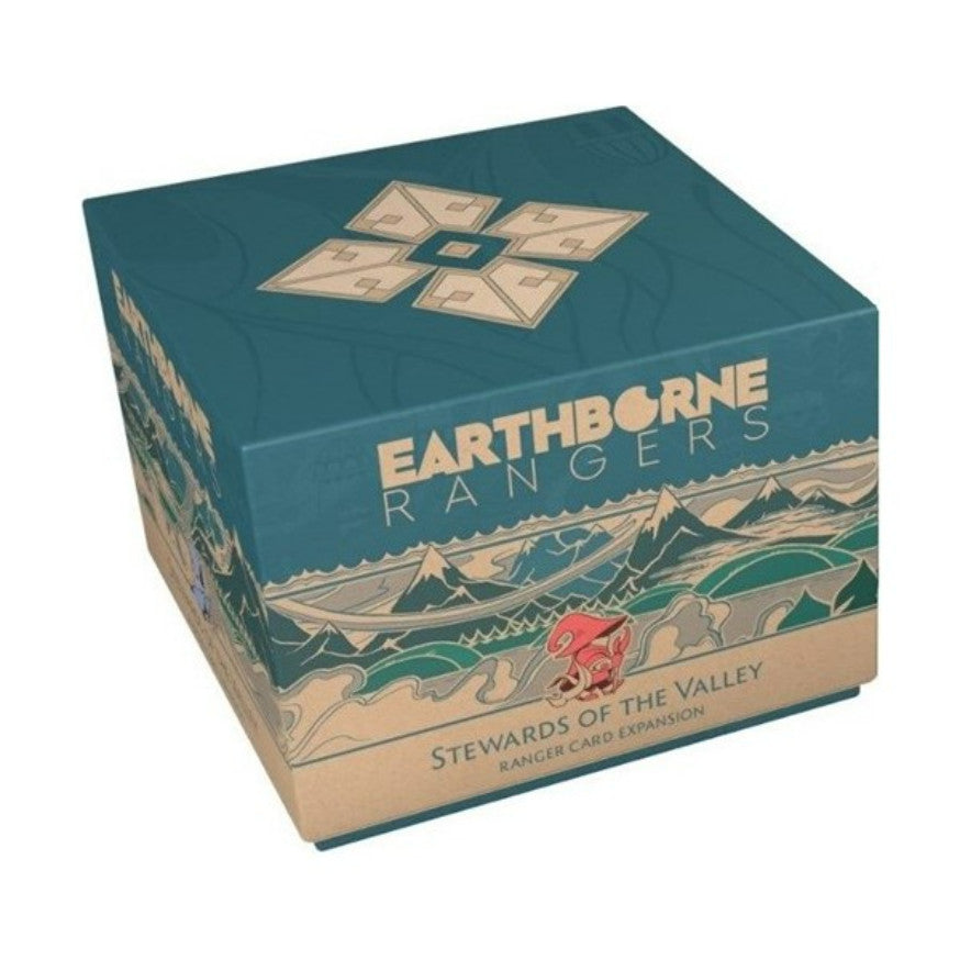 Earthborne Rangers Stewards of the Valley Ranger Card Expansion game box, teal and tan with mountain art