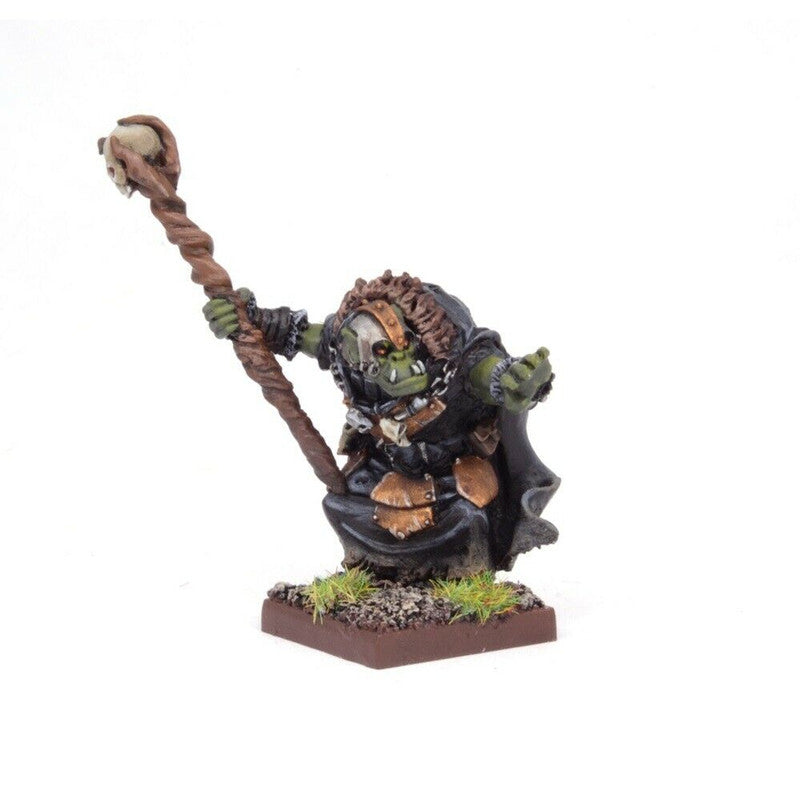 Painted Kings of War Orc Godspeaker miniature with magical effect details