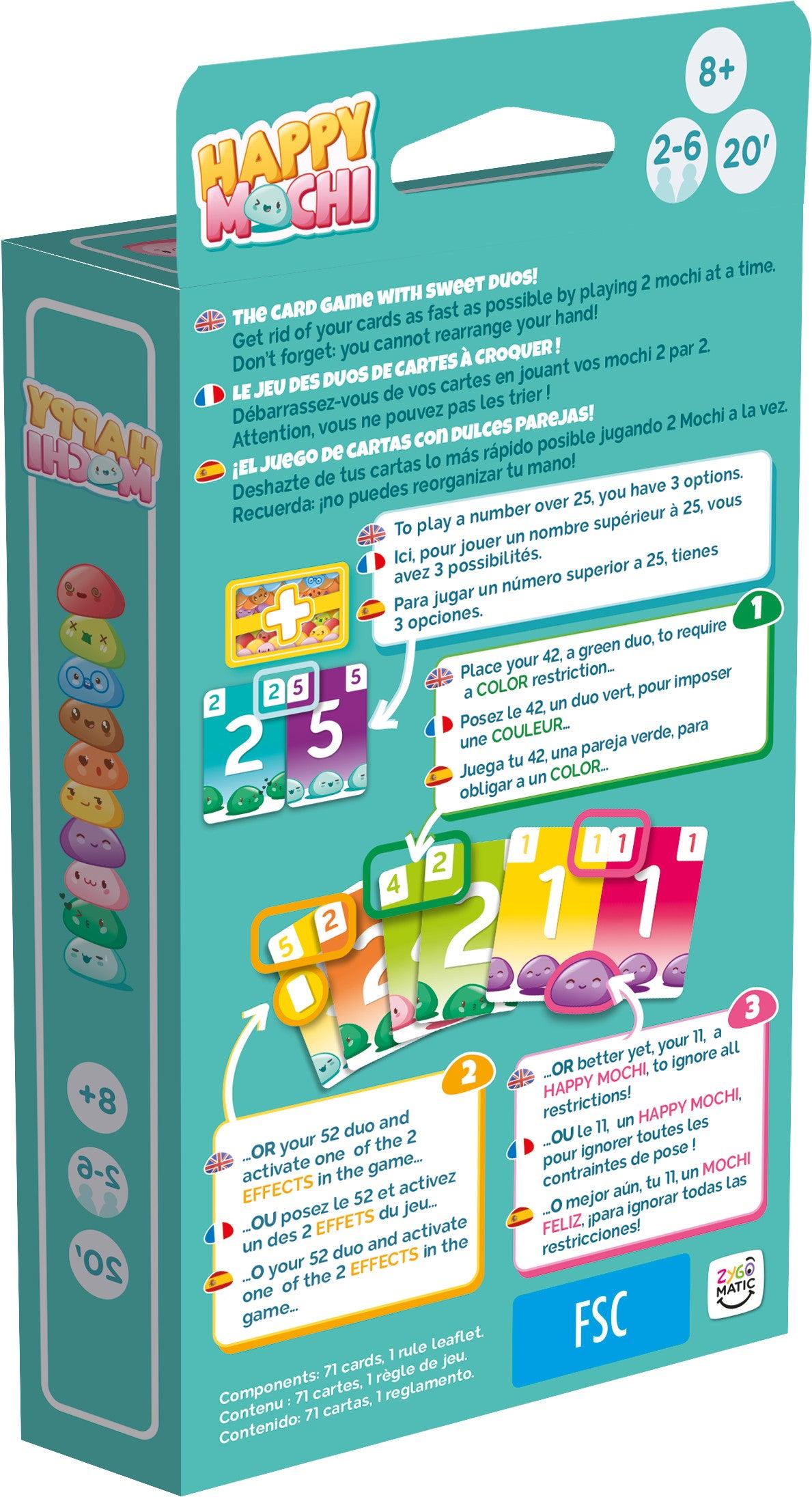 VR Distribution Happy Mochi card game full packaging back view
