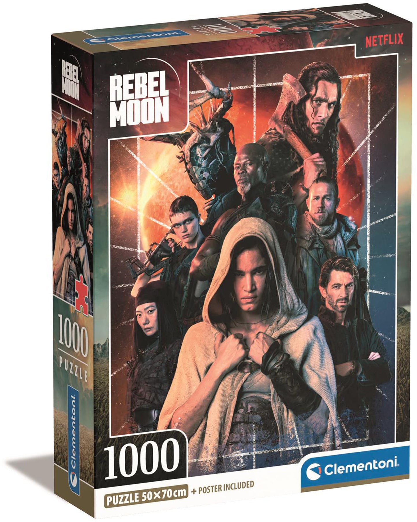 Rebel Moon puzzle compact 1 box packaging featuring character artwork