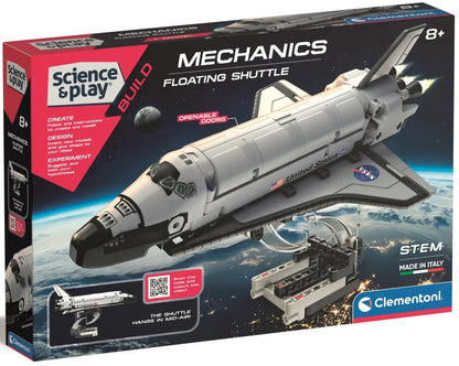 Science Play Mechanics Floating Shuttle building toy with display stand on box