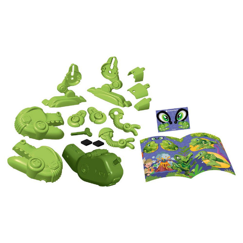 Dino Bot T-rex components with instruction booklet and sticker sheet