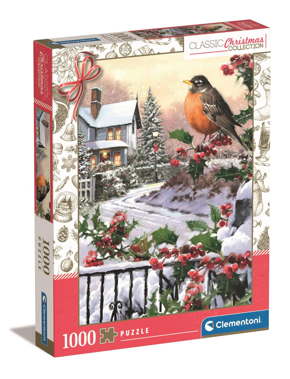 Clementoni Classic Christmas: Robin and Holly Bushes - 1000 piece Jigsaw