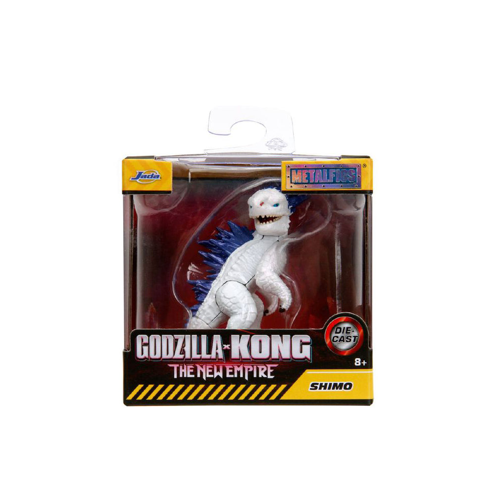 Godzilla x Kong: The New Empire Jada MetalFigs Shimo die-cast figure, a white monster with blue spines, packaged in its original box
