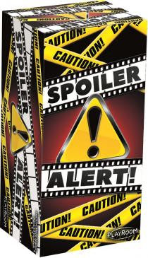 Front of the "Spoiler Alert" game box by Playroom Entertainment, featuring bold title text and tagline emphasizing fun with story spoilers