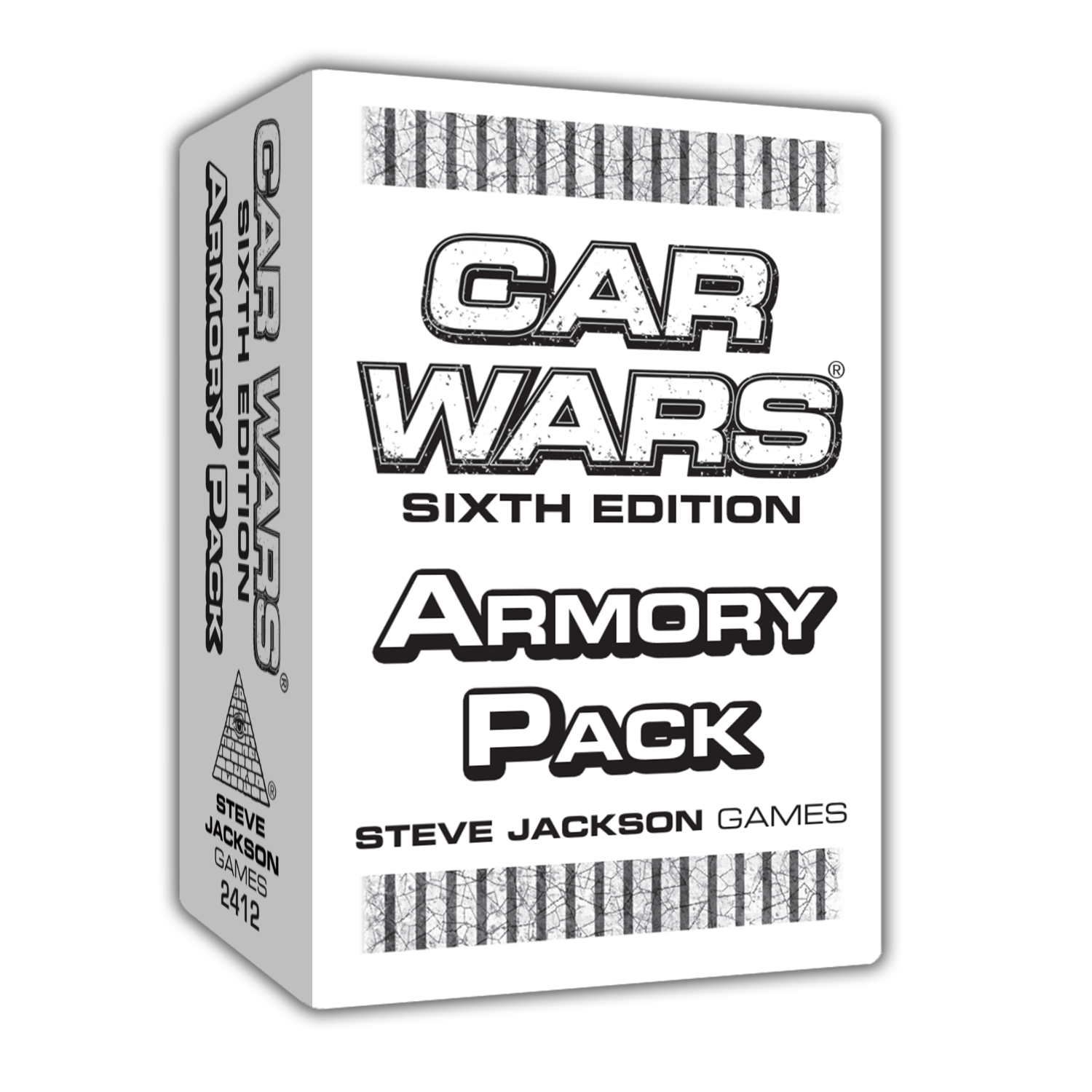 Box of Car Wars (Sixth Edition): Armory Pack featuring weapon icons and vehicle silhouettes