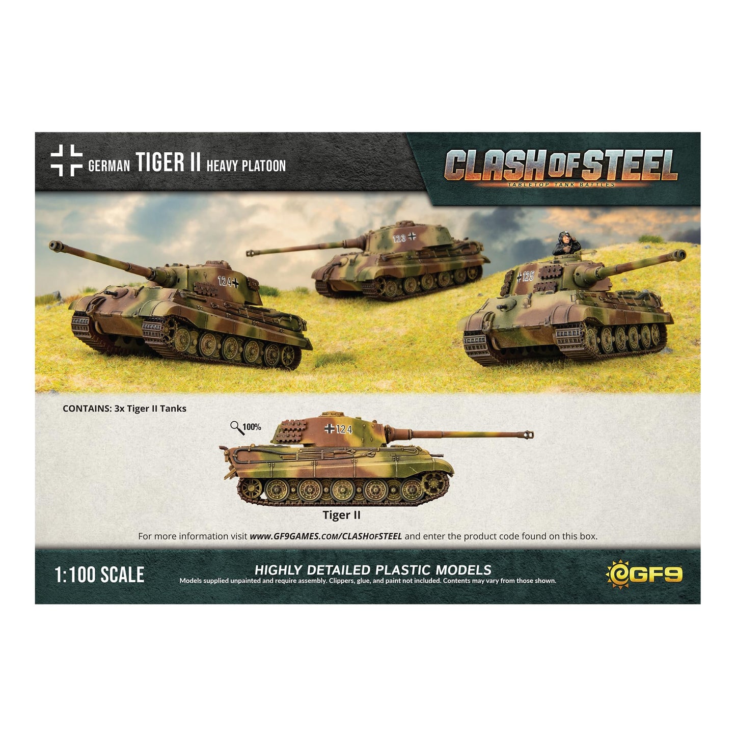 Clash of Steel: Tiger II Heavy Tank Platoon Miniature - Good Games