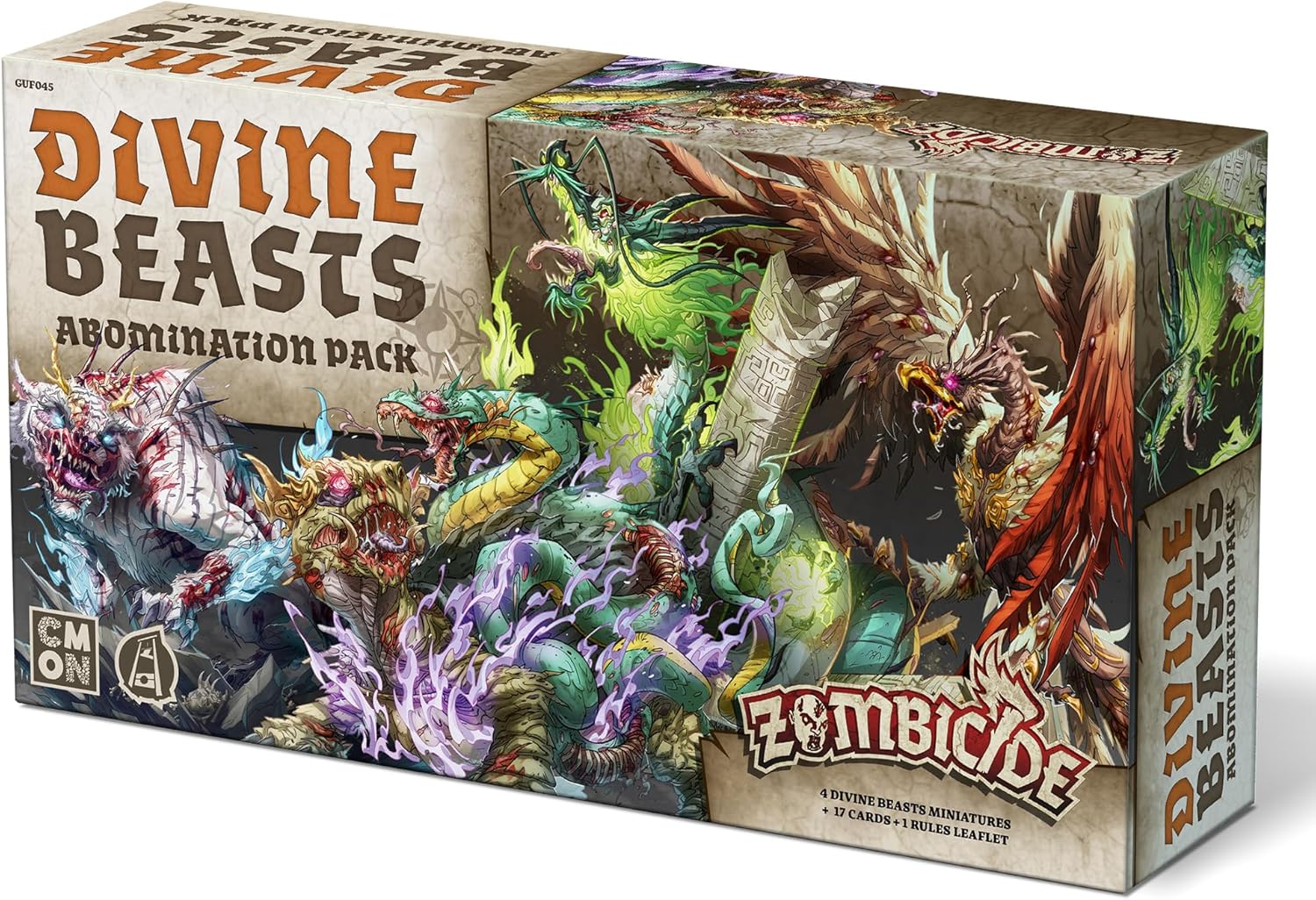Zombicide: White Death Divine Beasts box showing fantasy-themed board game artwork