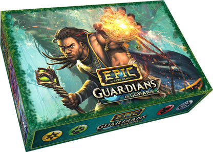Box cover of Epic Card Game: Guardians of Gowana featuring heroic fantasy artwork