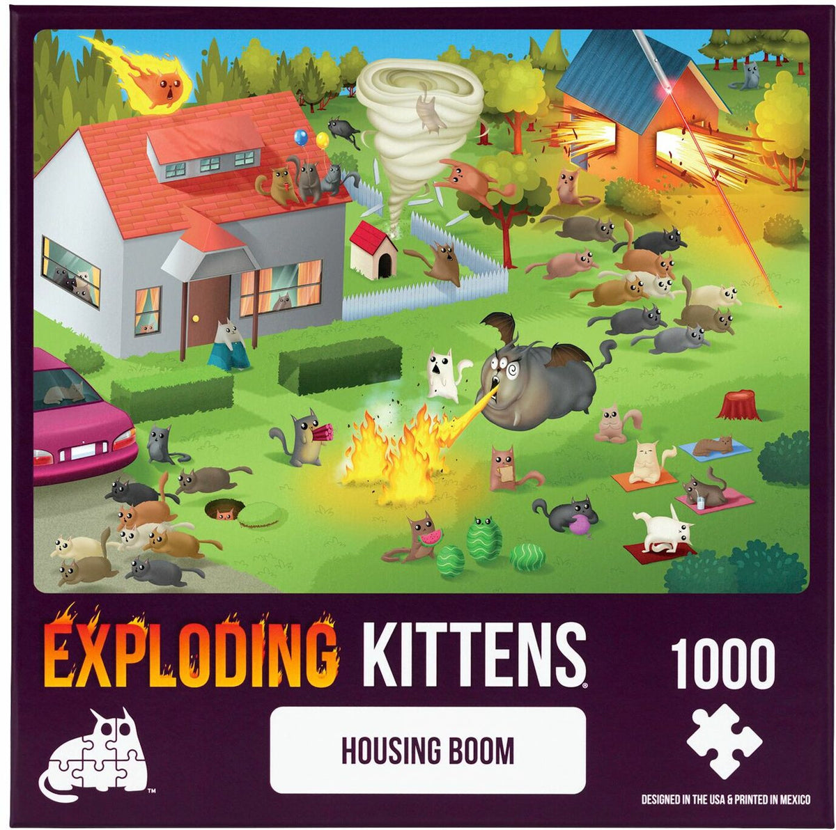 Exploding Kittens 1000-piece puzzle in packaging