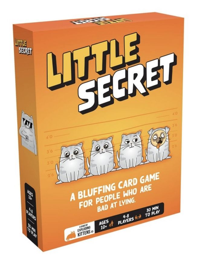 Little Secret card game box with colorful geometric design