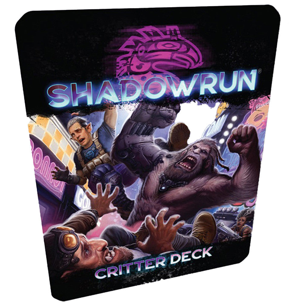 Shadowrun Critter Deck featuring a troll an ork and a bigfoot creature in a dynamic street scene