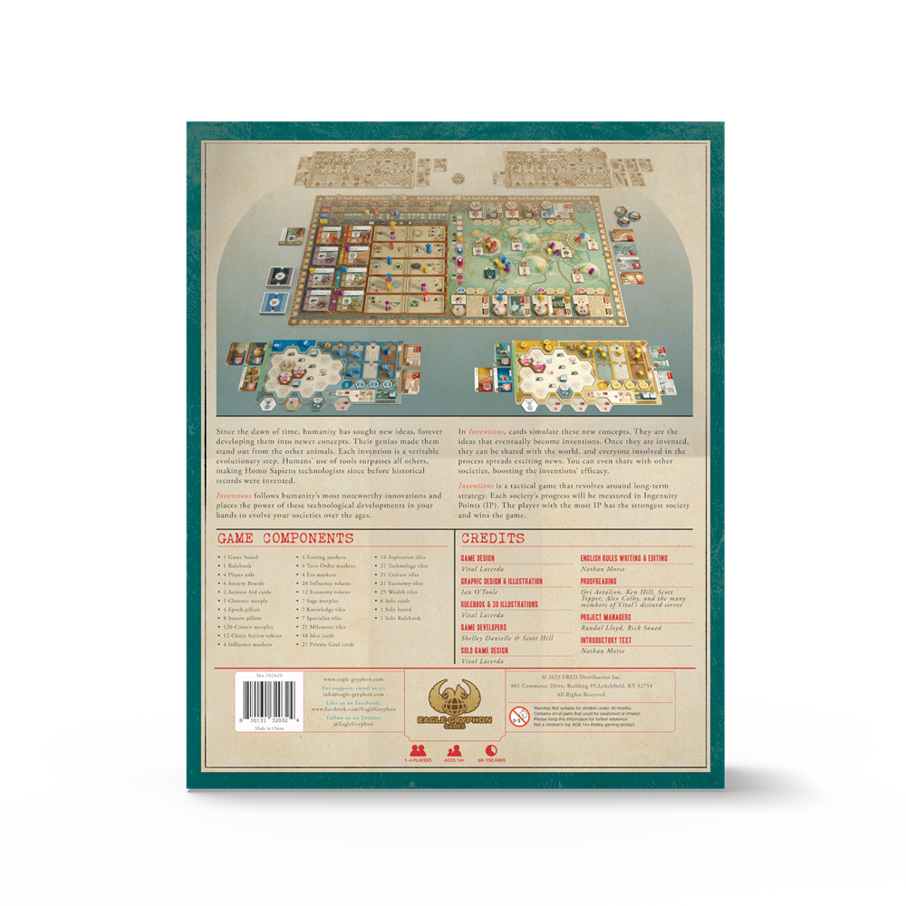 Inventions: Evolution of Ideas board game box back view having details