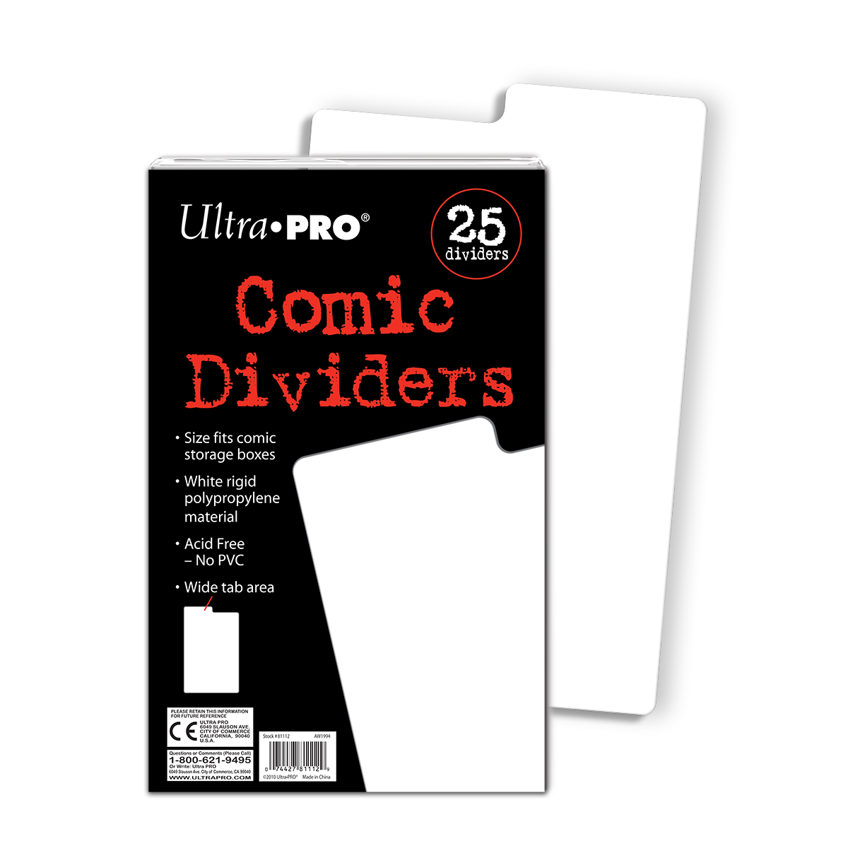 Package of 25 white Ultra PRO Comic Dividers for organizing comic storage boxes