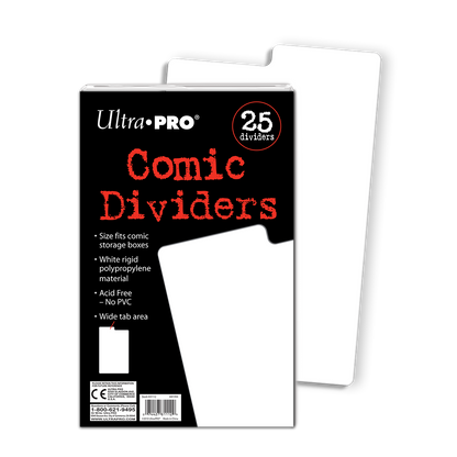 Package of 25 white Ultra PRO Comic Dividers for organizing comic storage boxes