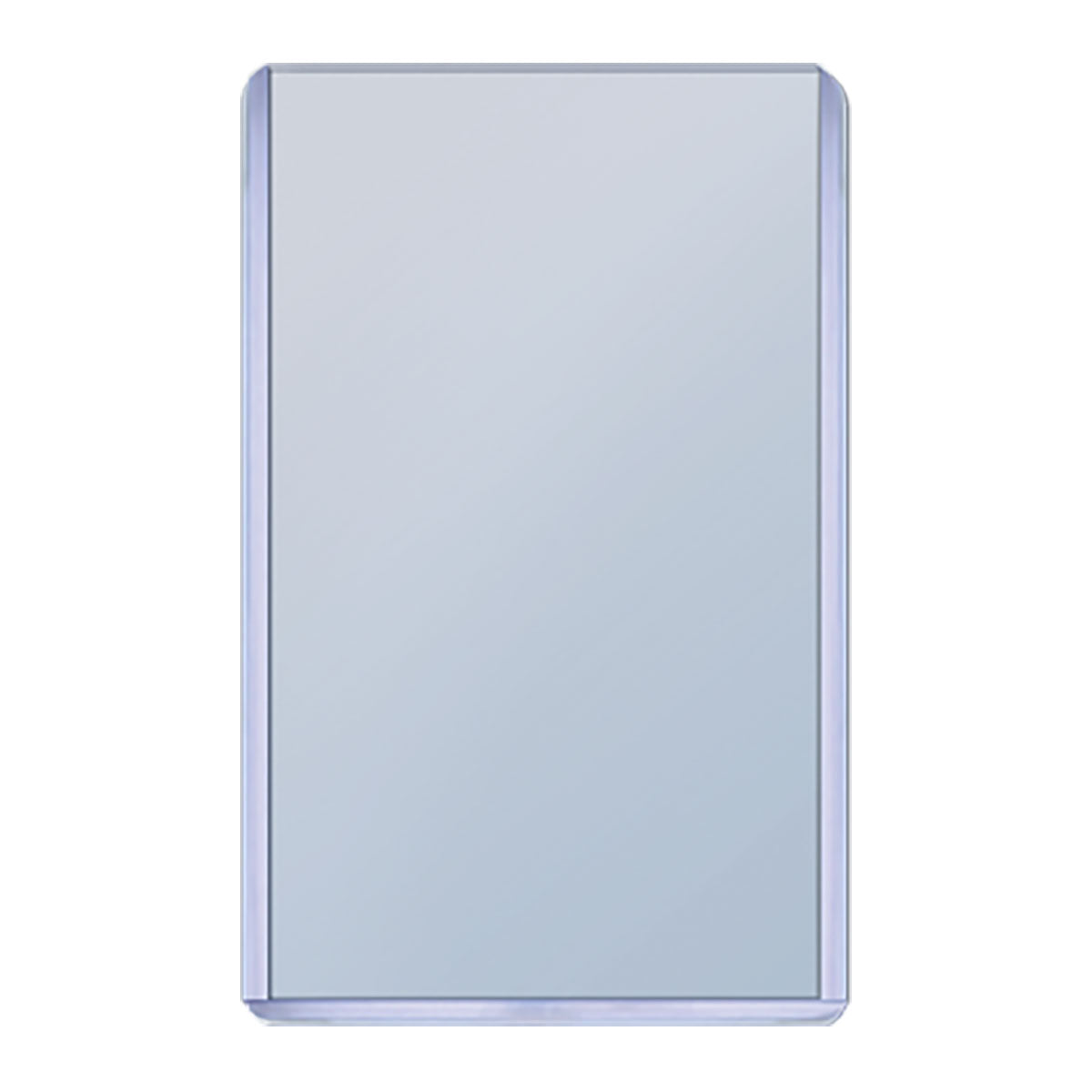 Empty, clear plastic protective sleeve with rounded corners