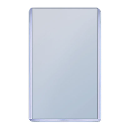 Empty, clear plastic protective sleeve with rounded corners