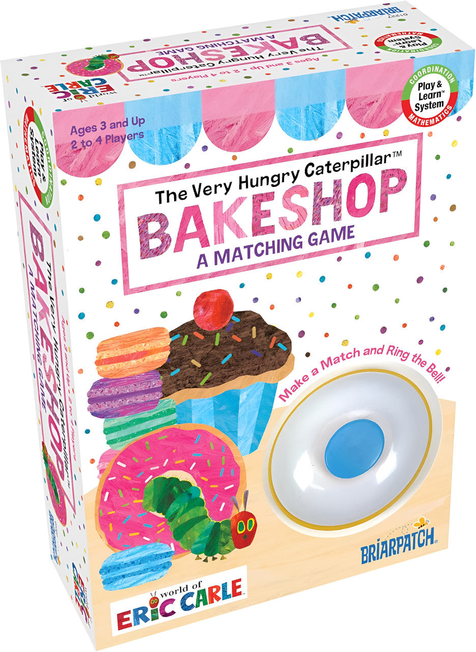 The Very Hungry Caterpillar Bakeshop: A Matching Game box, featuring the caterpillar, colorful sweets, and the match bell
