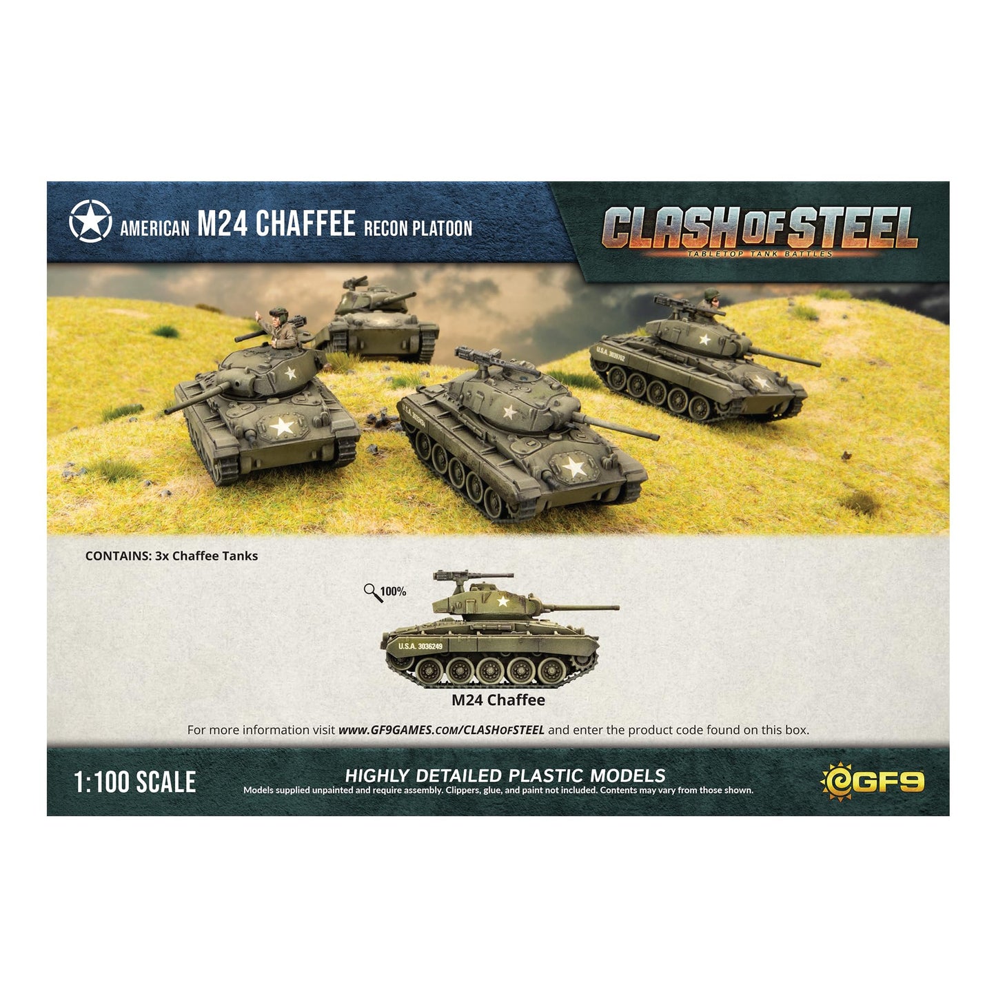 Gale Force Nine Clash of Steel: M24 Chaffee Recon Platoon Miniature (GF9CSU06) - Good Games
