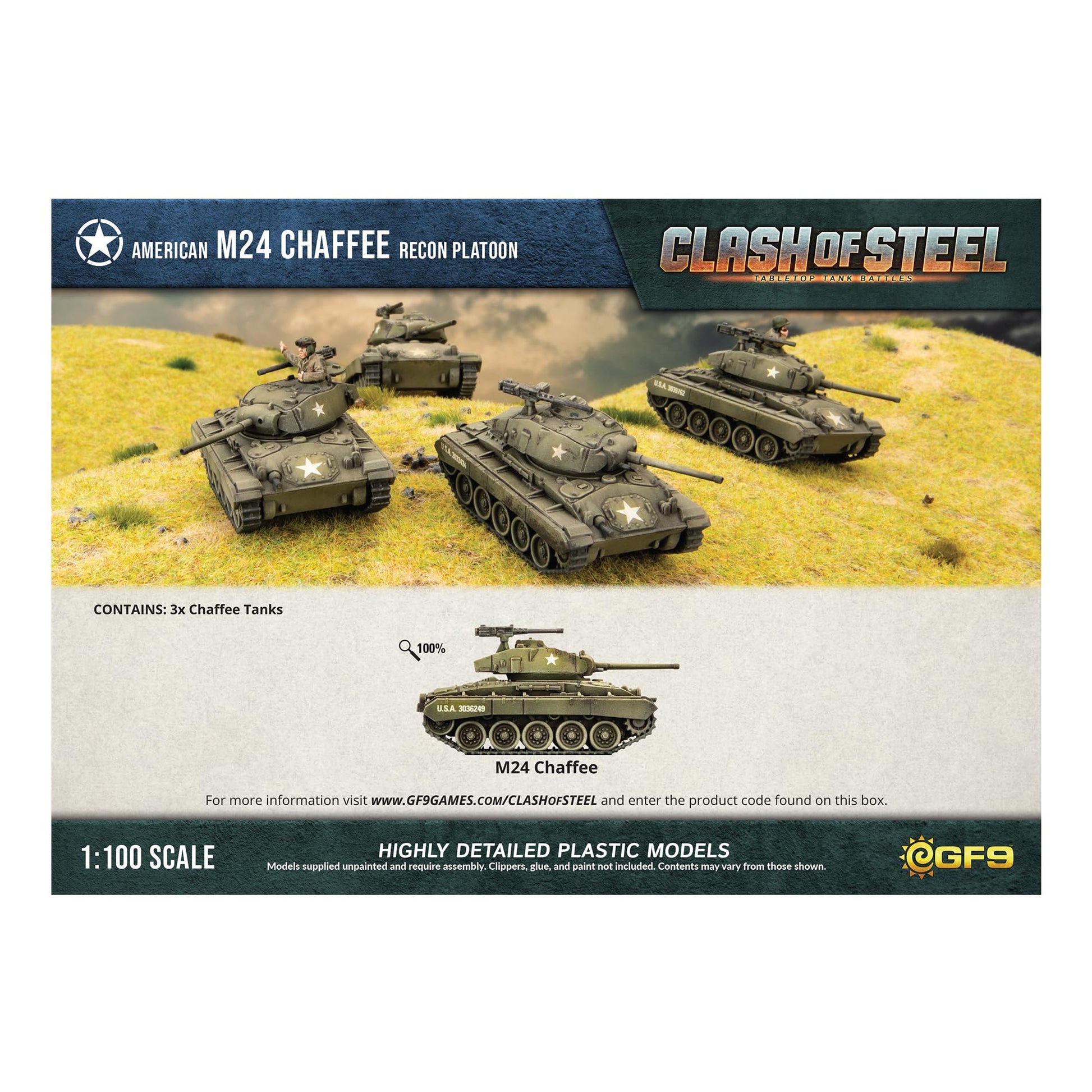Gale Force Nine Clash of Steel: M24 Chaffee Recon Platoon Miniature (GF9CSU06) - Good Games