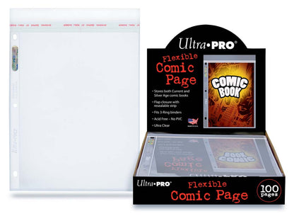 Ultra PRO - Flexible Current and Silver Age Comic Pages with 3-Hole Spine 100-Piece Set 7-1/4" x 10-1/2" Size - Good Games