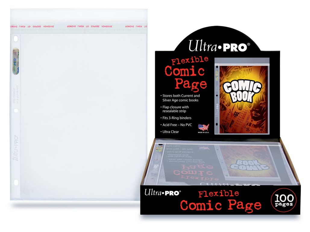 Ultra PRO - Flexible Current and Silver Age Comic Pages with 3-Hole Spine 100-Piece Set 7-1/4" x 10-1/2" Size - Good Games