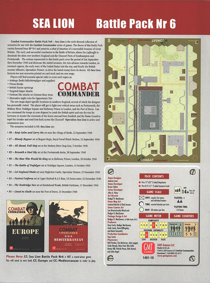 Combat Commander: Battle Pack #6 Sea Lion pack back with components, scenario and map