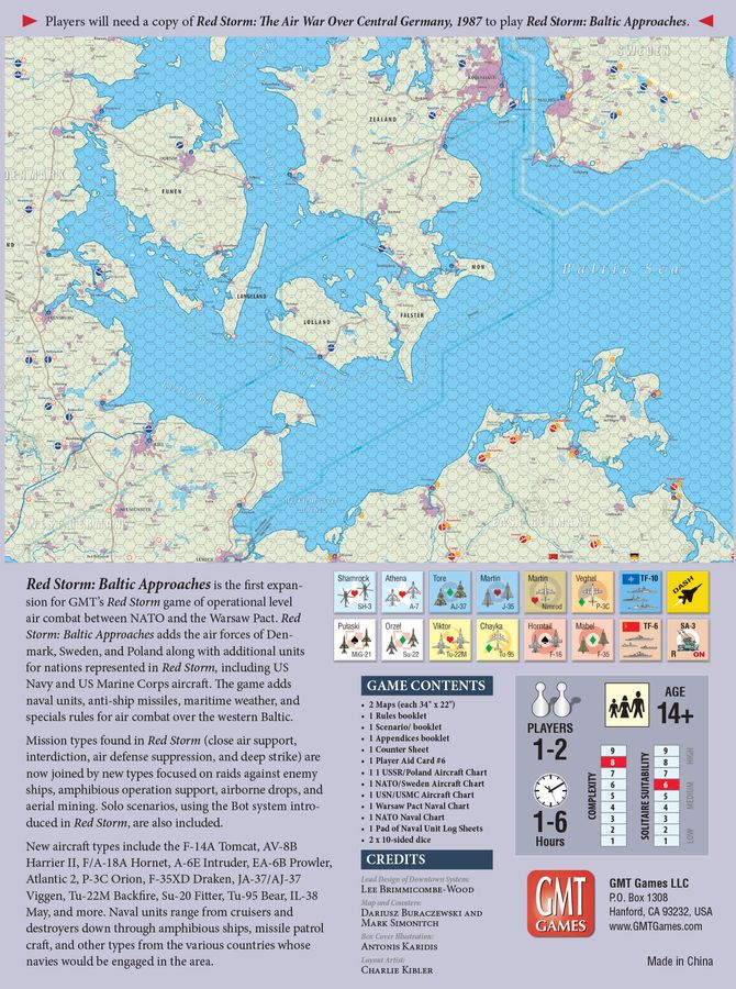 Red Storm: Baltic Approaches back view with details of game components and credits