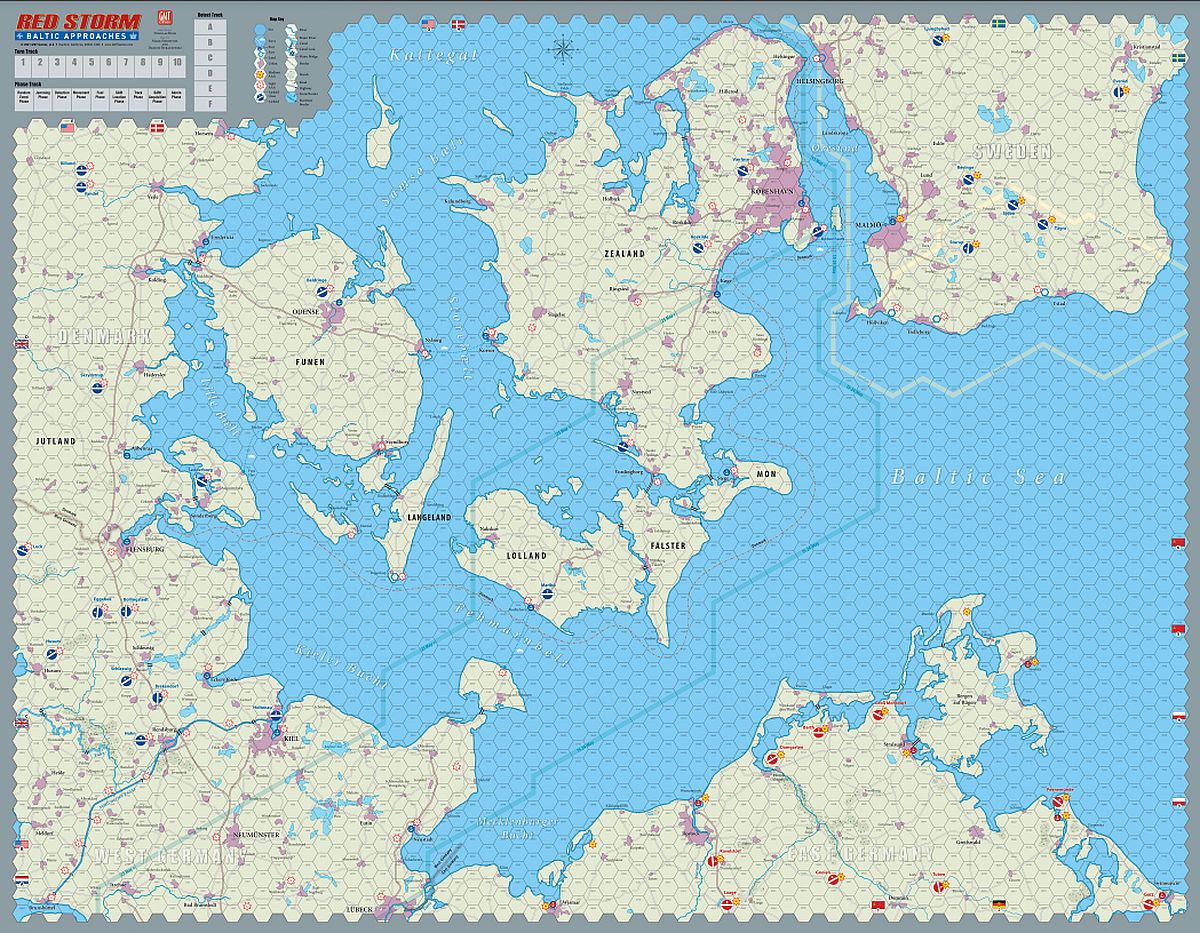 Game setup showcasing detailed hex map and combat elements