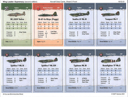 Full game setup showing fighter planes cards aligned in rows