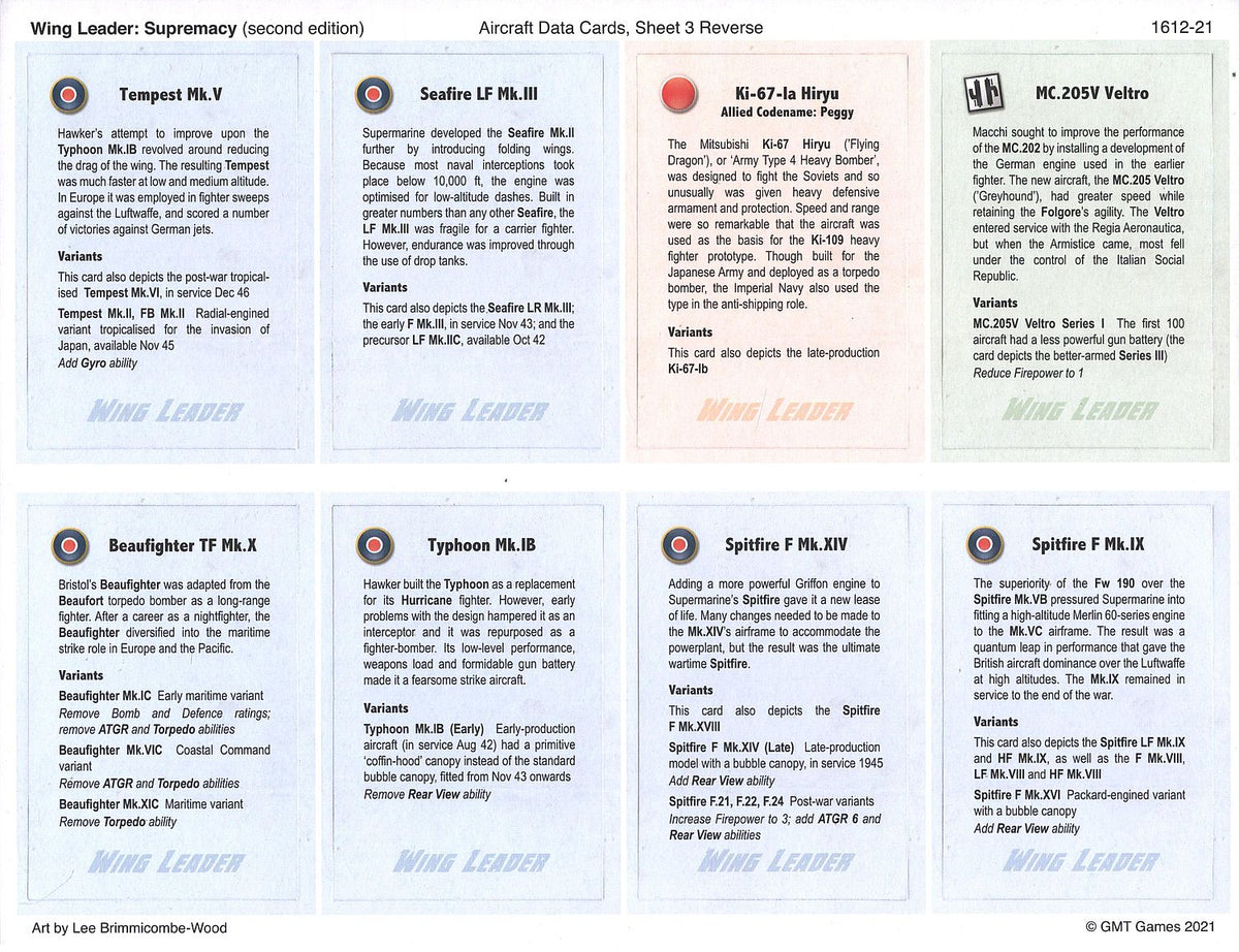 Full game setup showing wing leaders cards aligned in rows