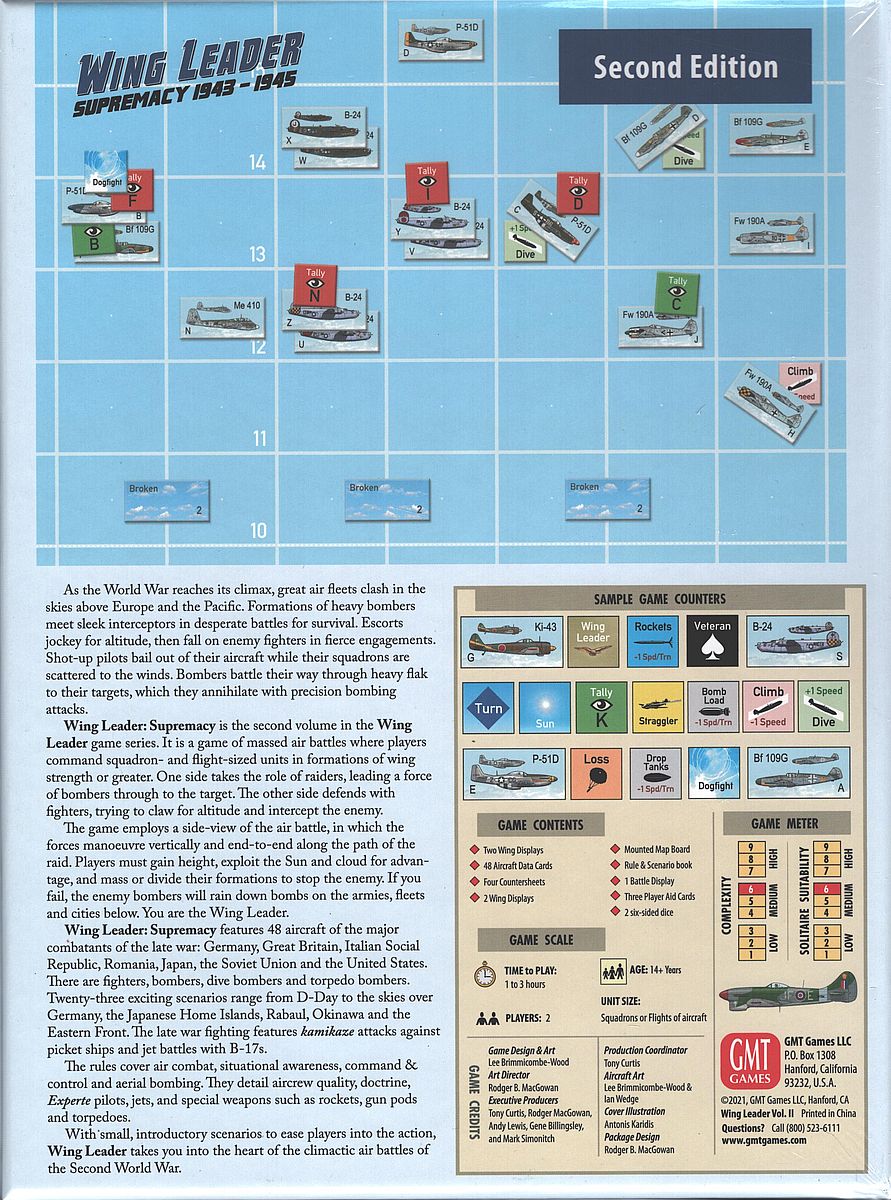Back of the box displaying game description, components, and sample artwork