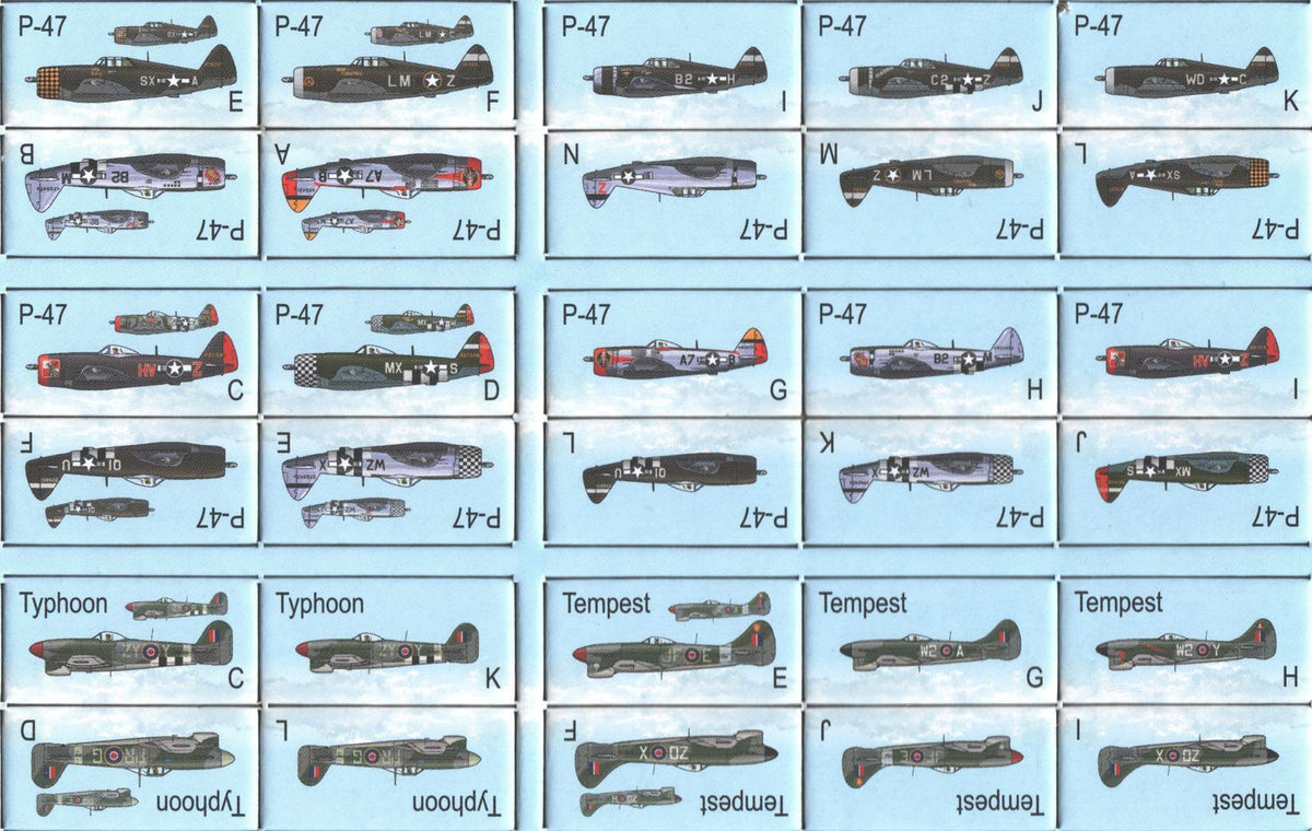Close-up of aircraft counters and formation cards laid out for play-1