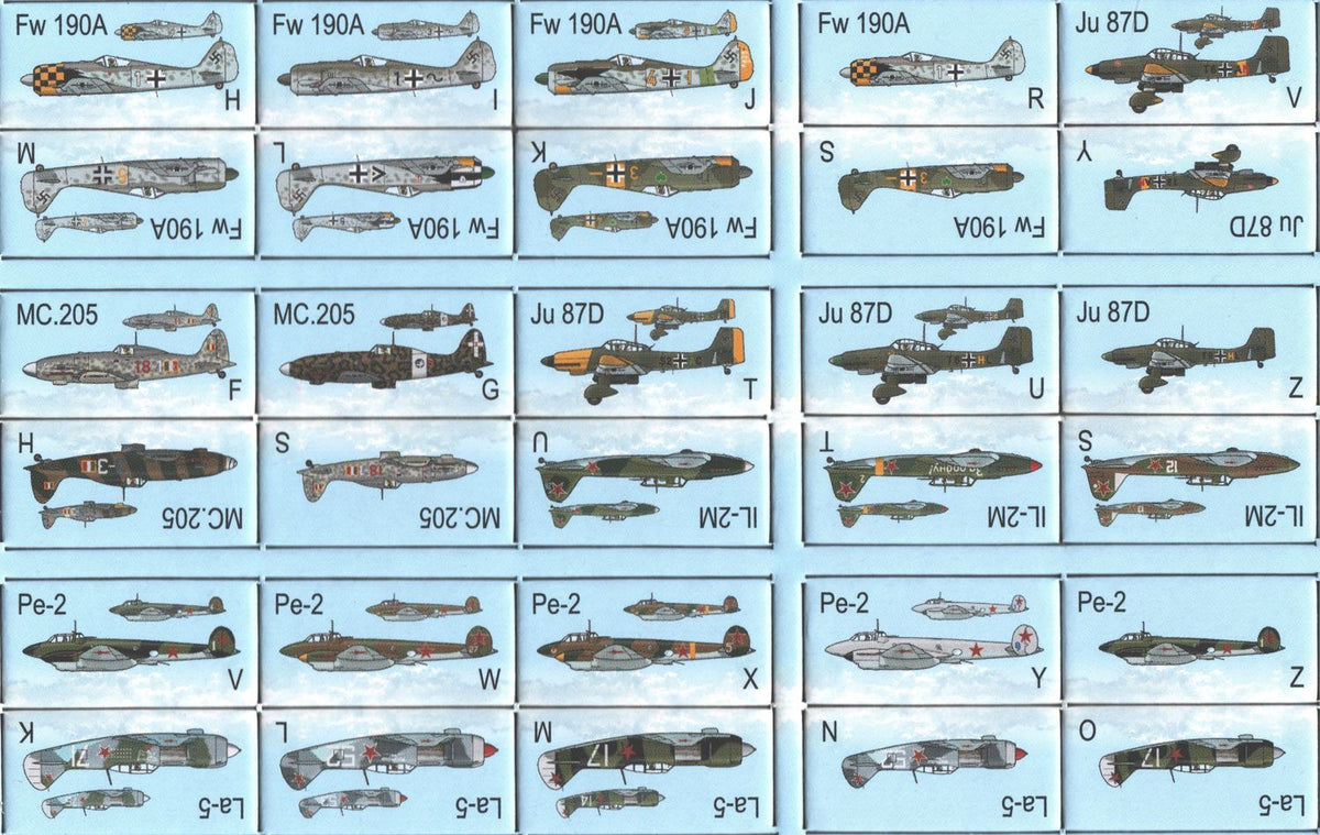 Close-up of aircraft counters and formation cards laid out for play-2