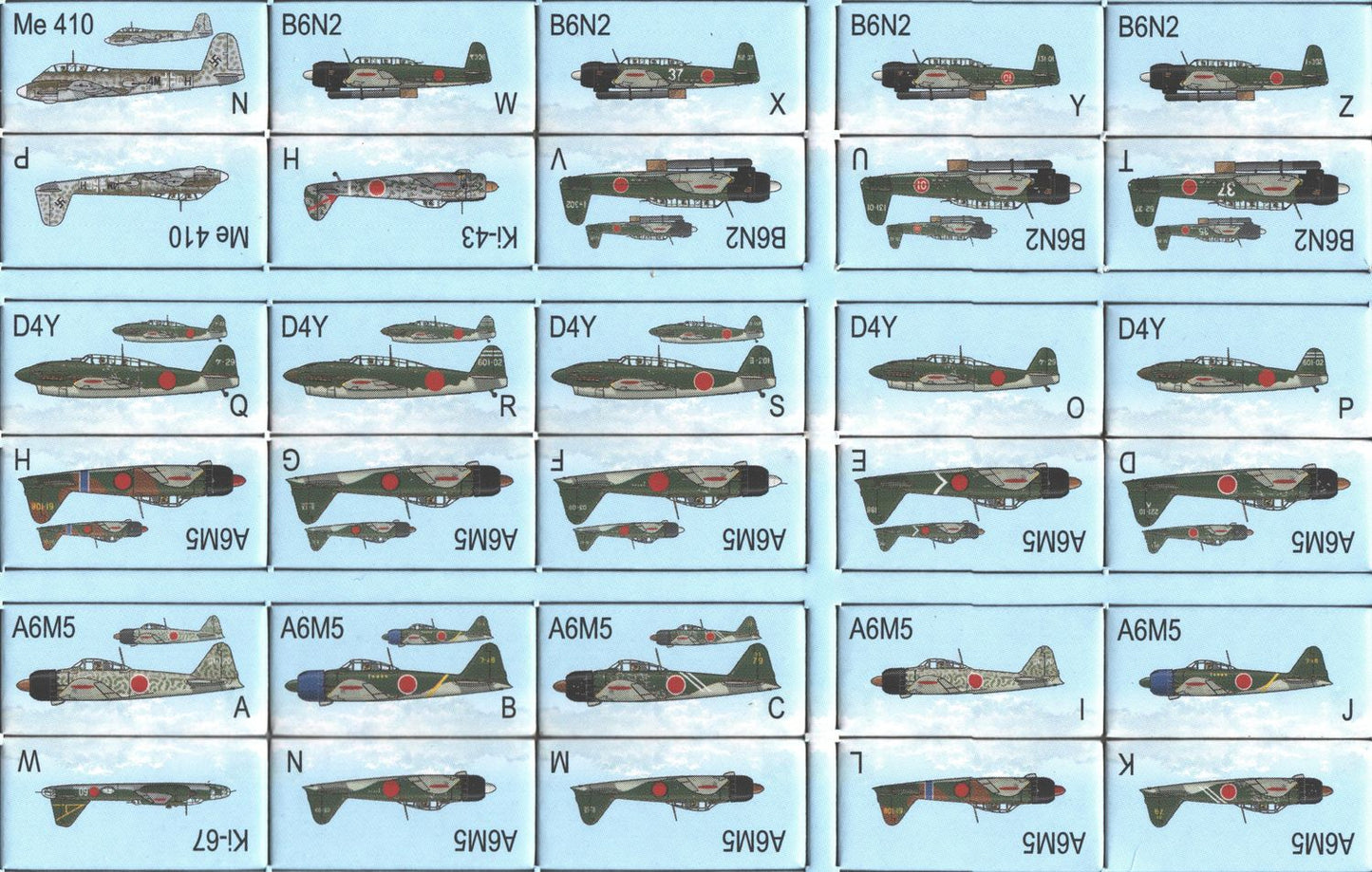 Close-up of aircraft counters and formation cards laid out for play-4