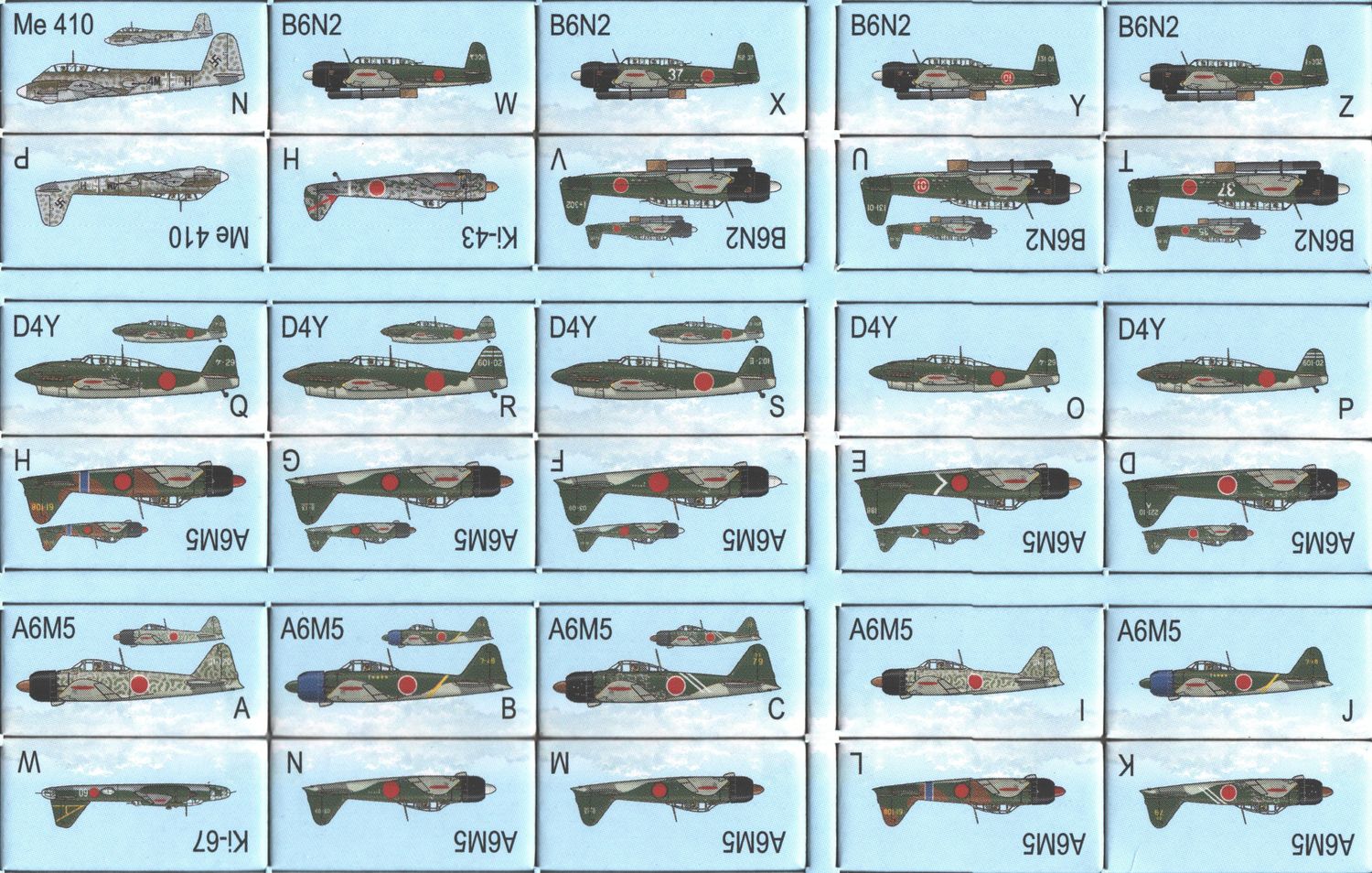 Close-up of aircraft counters and formation cards laid out for play-4