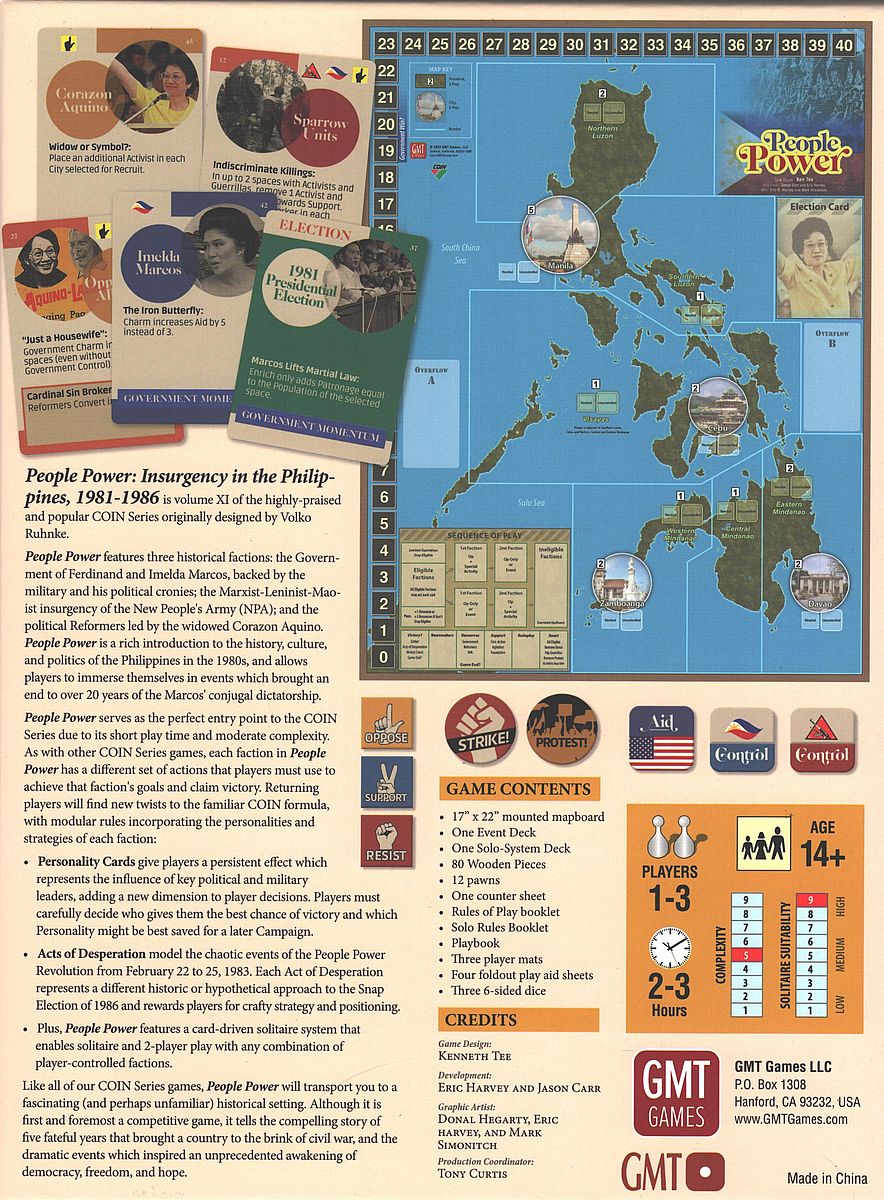 People Power: Insurgency in the Philippines, 1981–1986 game box back view with details