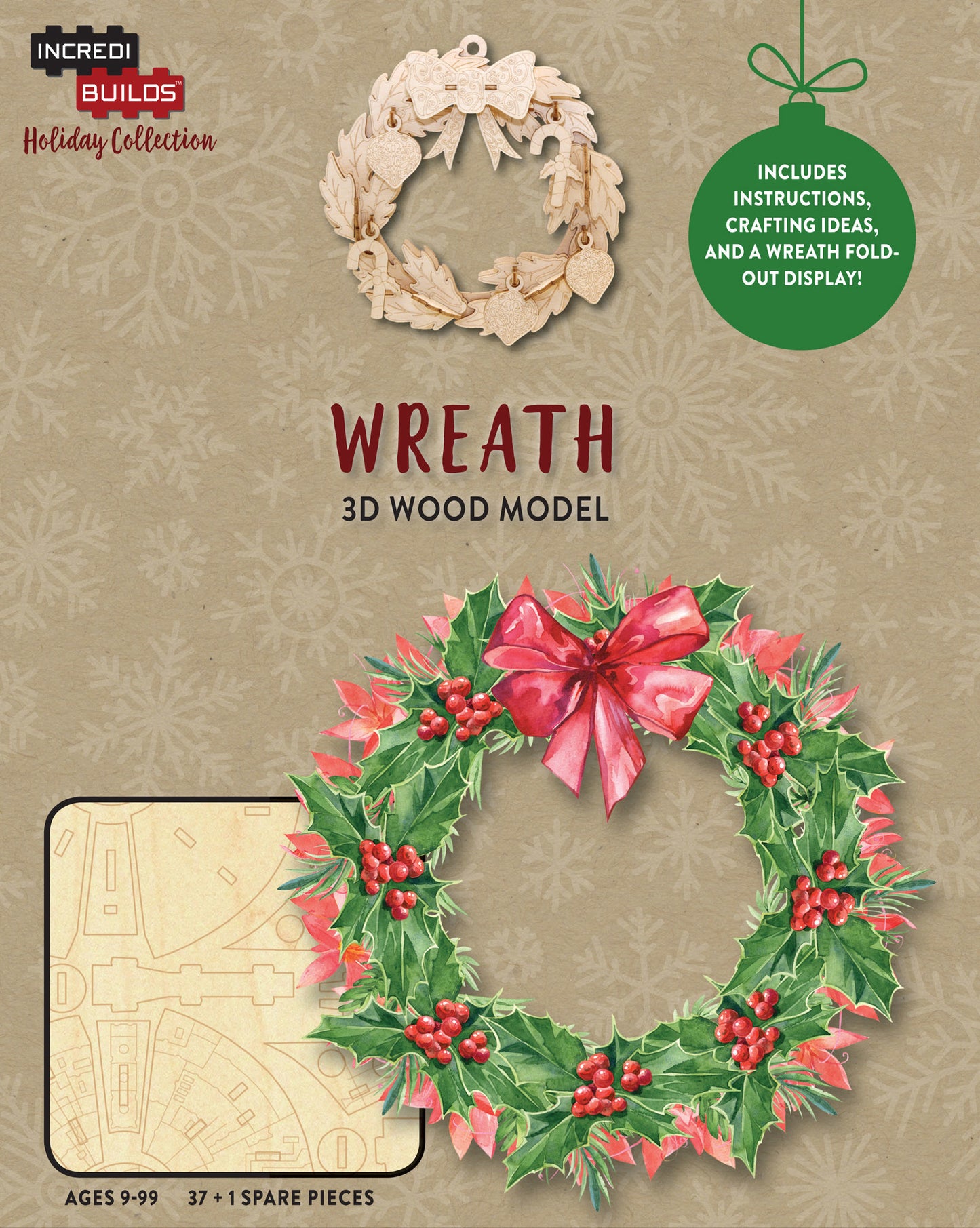 Incredibuilds Christmas Holiday Collection Wreath 3D Wood Model - Good Games