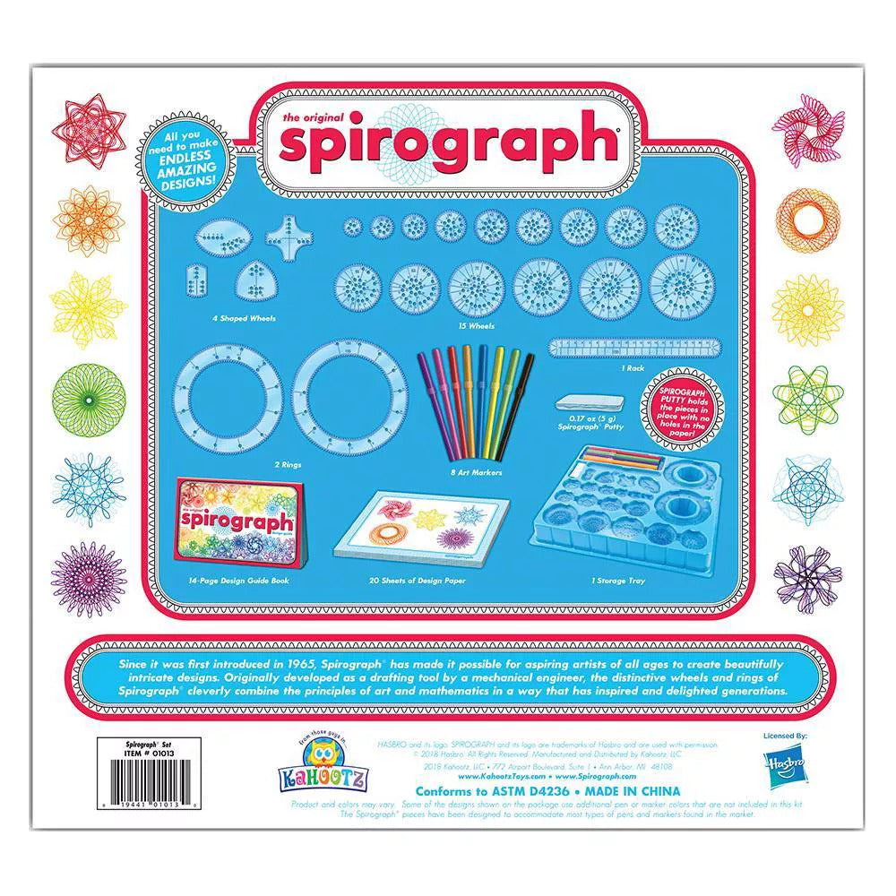 The Original Spirograph drawing set backside packaging view