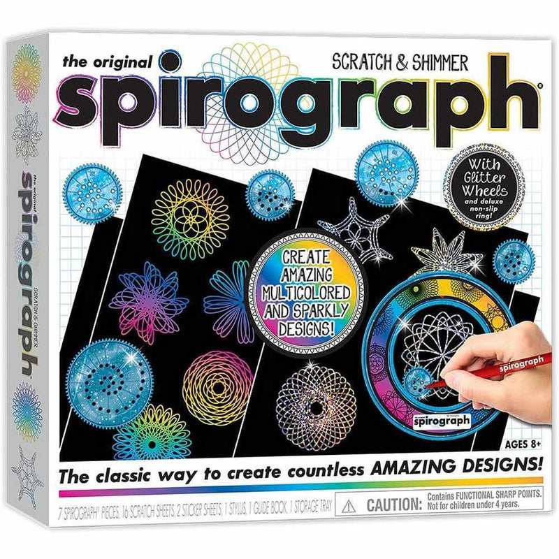 Spirograph Scratch and Shimmer Drawing Kit packaging from front