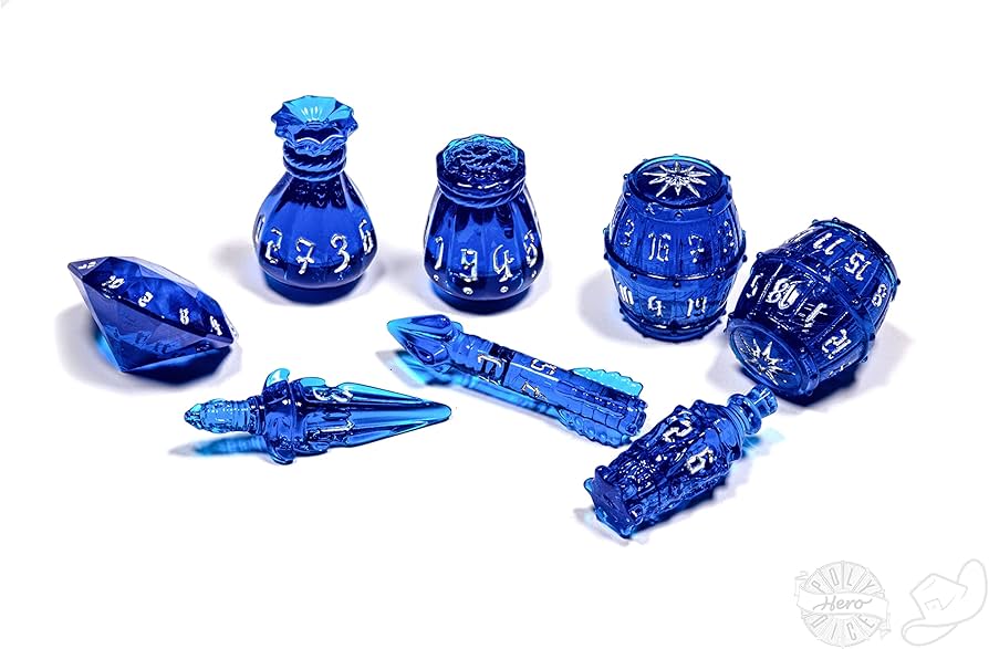 PolyHero Dice - Rogue 8 Dice Set Sapphire Scoundrel - Good Games