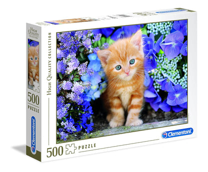 Ginger Cat In Flowers 500 Piece Jigsaw - Good Games