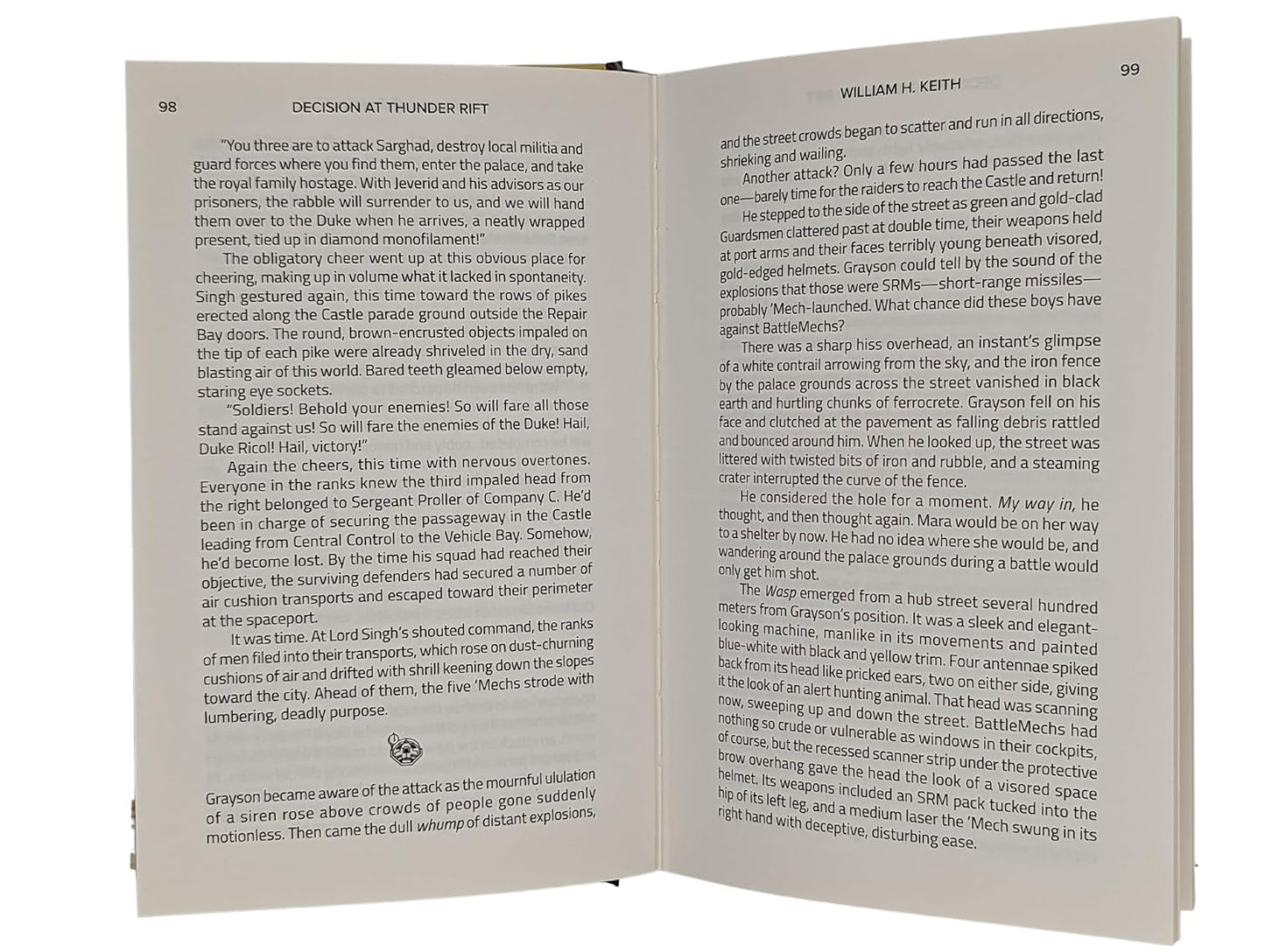 Interior pages of Battletech: Decision At Thunder Rift Premium Hardback Novel displaying clean typesetting and high-quality paper