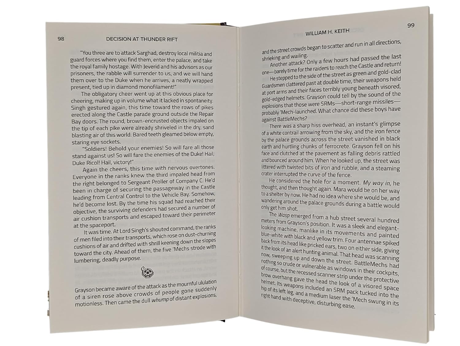Interior pages of Battletech: Decision At Thunder Rift Premium Hardback Novel displaying clean typesetting and high-quality paper