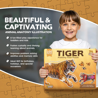 Genius Games Anatomy Floor Puzzle: Tiger - 100 Piece Jigsaw - Good Games