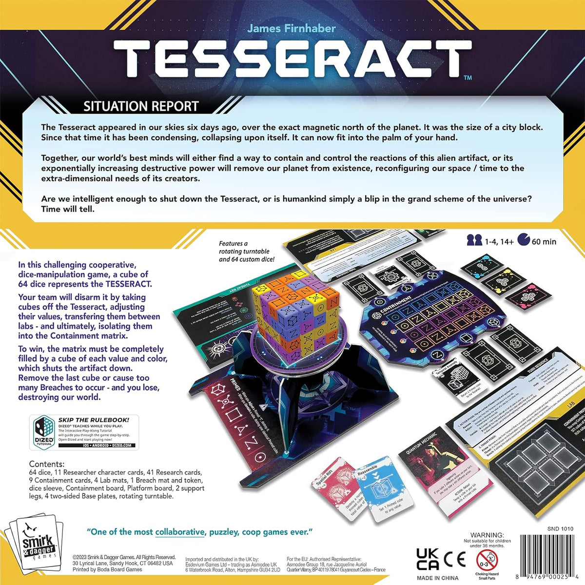 Tesseract game components displayed on table