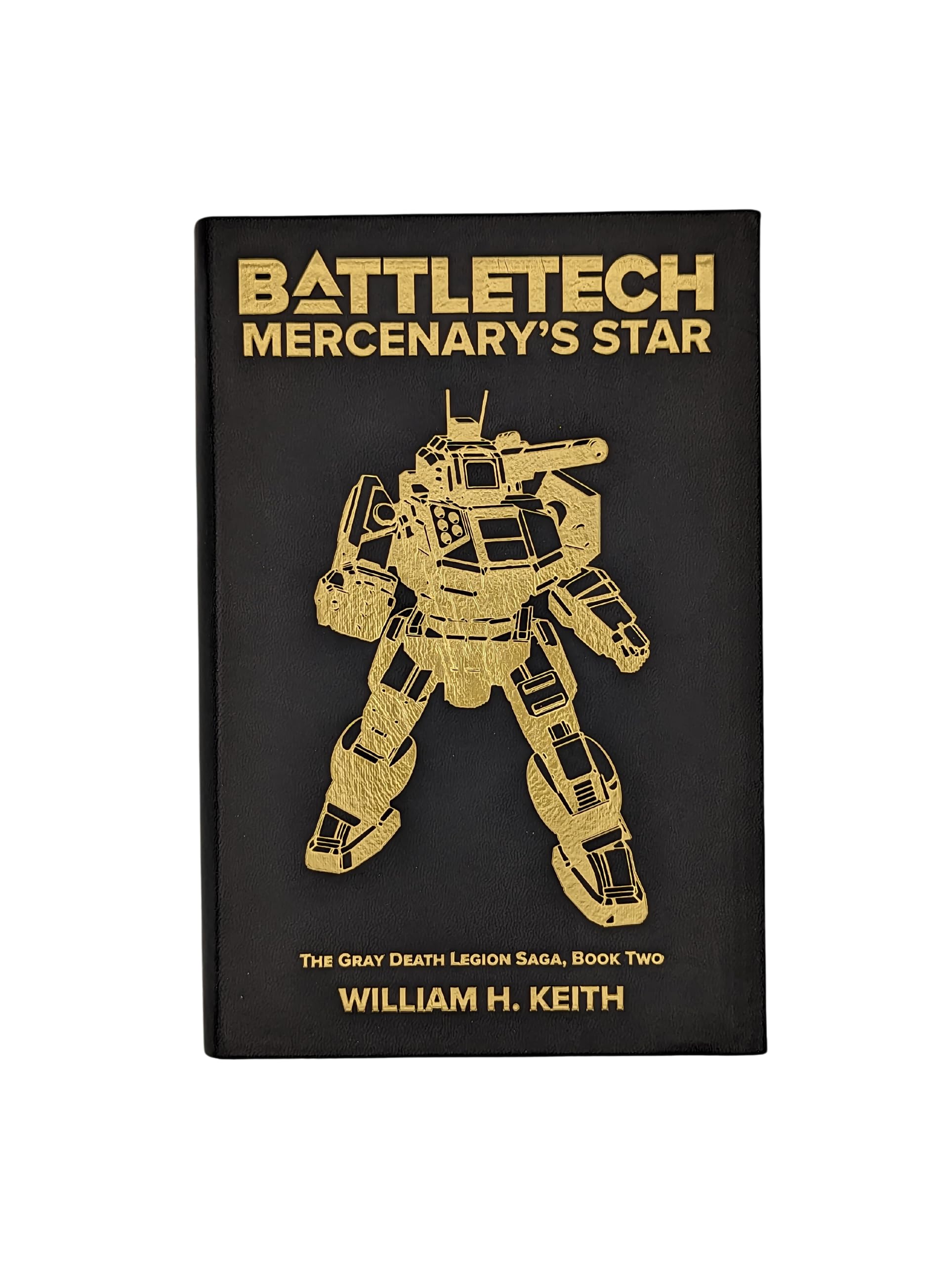 Black BattleTech novel, "Mercenary's Star," with gold foil title and a detailed BattleMech design on the cover