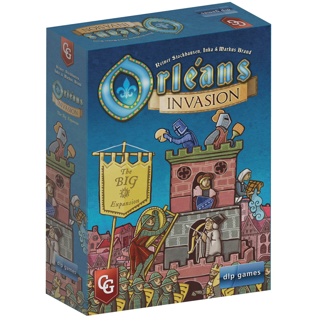 Orleans INVASION (The Big Expansion) board game box showing a castle siege