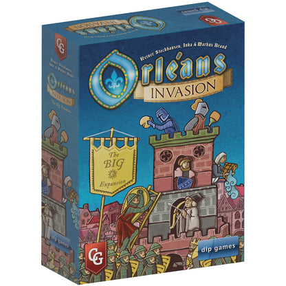 Orleans INVASION (The Big Expansion) board game box showing a castle siege